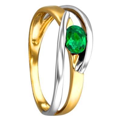 Emerald 0.33 ct Solitaire Two-Tone 750 Gold Engagement Ring - Joelli