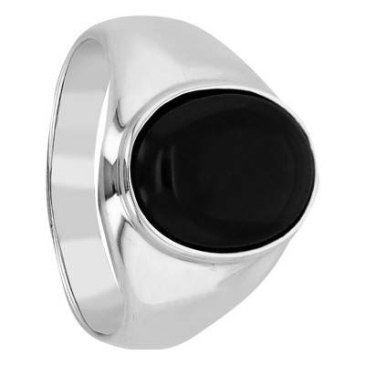 Chevalière Argent 925 11,50 x 14 mm, Onyx noir - Imperium