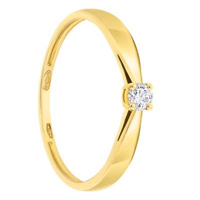 Yellow 750/1000 Gold Solitaire Diamond Ring 0.10 ct - Demetra