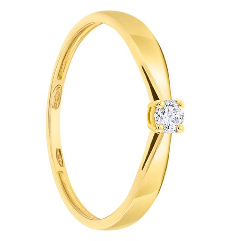 Yellow 750/1000 Gold Solitaire Diamond Ring 0.10 ct - Demetra