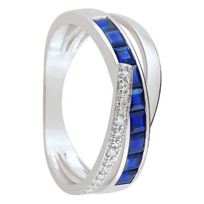 Bague Hoya Or Blanc 750, Saphir et diamants - Joelli