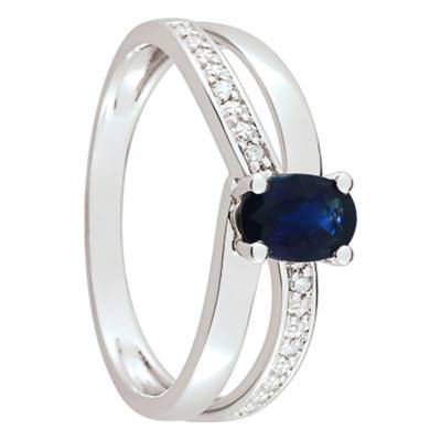 Bague Galatée Or Blanc 750, Saphir 0,60 ct, Diamants 0,02 ct - Joelli