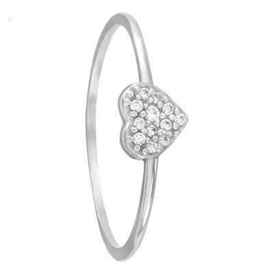 925 Rhodium-Plated Silver & Cubic Zirconia Heart Ring - Naïades