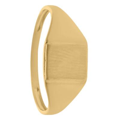 Brushed Square Unisex 750/1000 Yellow Gold Signet Ring - Imperium