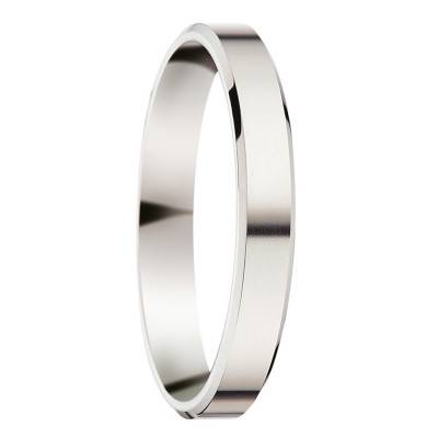 Beveled Ribbon 950 Palladium Wedding Ring Berlioz, 3 mm Width - Fair'Belle