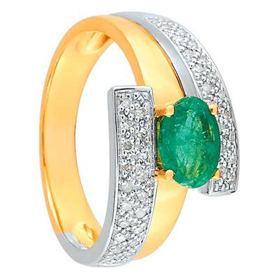 Bague Sappho 2 Ors 750, Emeraude 0,75 ct, Diamants 0,20 ct - Joelli