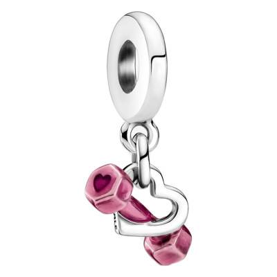 Charm Coeur & Haltère Rose en Argent 925 - Pandora
