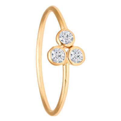 Bague Triple Cristaux Blancs Triangle & Or Jaune 375 - Ocarat