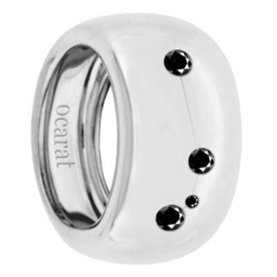 925 Silver & Black Diamond Aries Constellation Ring - Ocarat