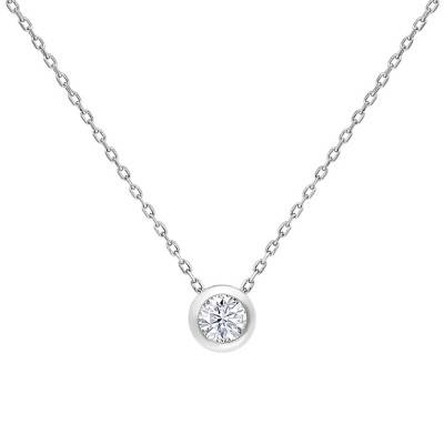 Collier Diamant G/VS clos Or Blanc 750, Longueur de 40 à 55 cm - Ocarat