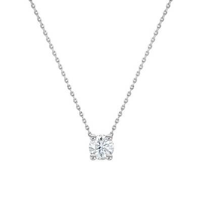 750/1000 White Gold & H/SI1 Solitaire Diamond Necklace, Length 38 cm to 45 cm - Ocarat