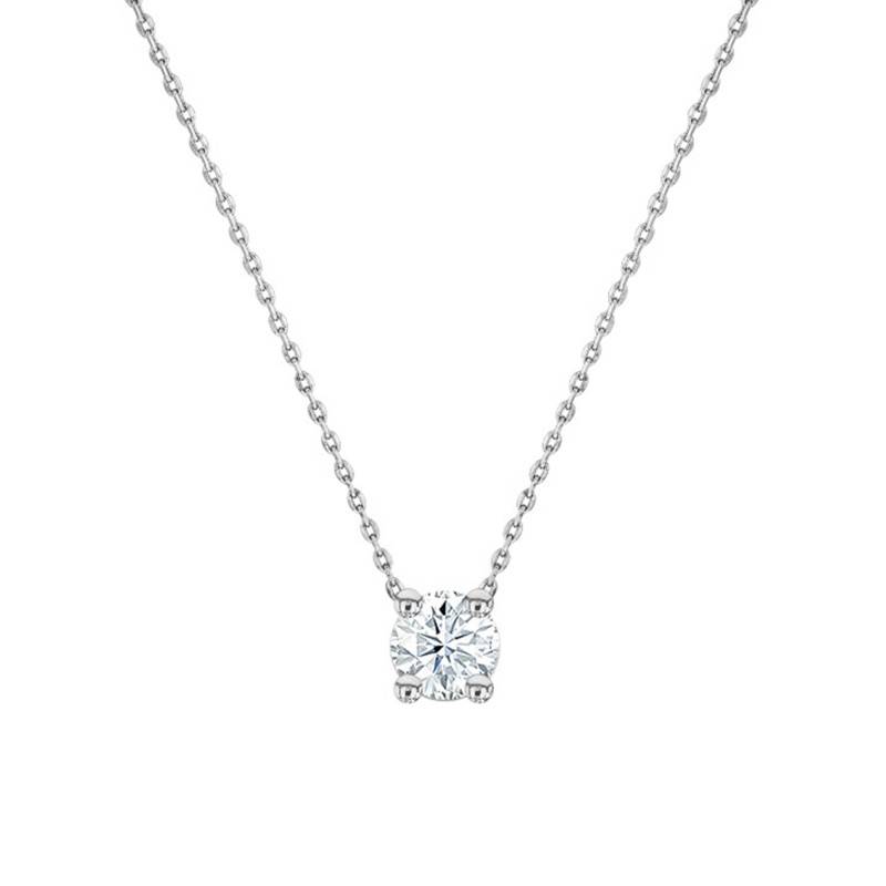 750/1000 White Gold & H/SI1 Solitaire Diamond Necklace, Length 38 cm to 45 cm - Ocarat