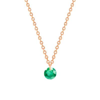 Collier Emeraude vert intense percée 0,22 ct Or Rose 750, 38 à 45 cm - Ocarat