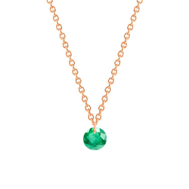 750 Rose Gold & Emerald 0.22 ct Necklace, 38 cm to 45 cm Length - Ocarat