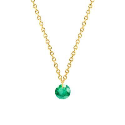 Yellow 750/1000 Gold & Emerald 0.22 ct Necklace, Length 38 cm to 45 cm - Ocarat