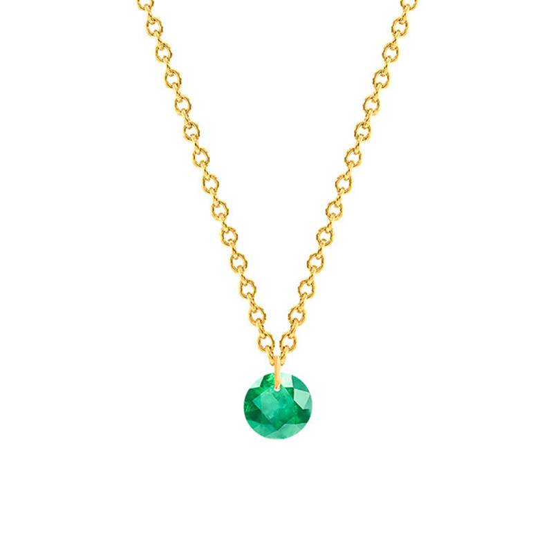 Yellow 750/1000 Gold & Emerald 0.22 ct Necklace, Length 38 cm to 45 cm - Ocarat