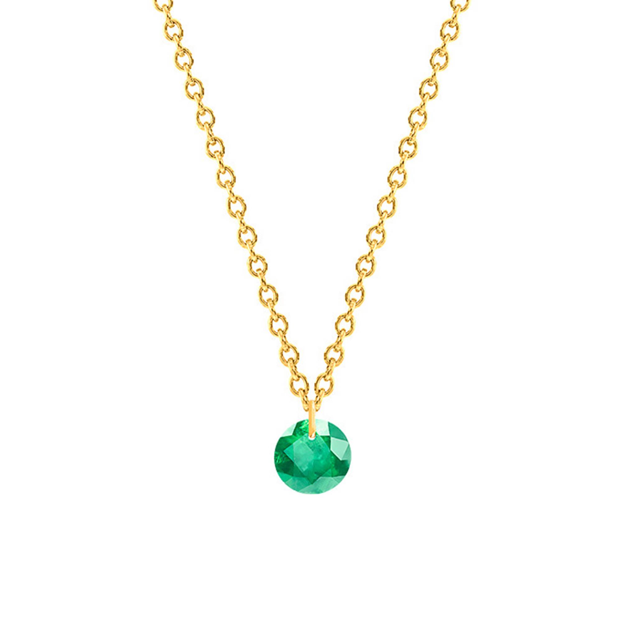 Collier Emeraude vert intense percée 0,22 ct Or Jaune 750 Ocarat