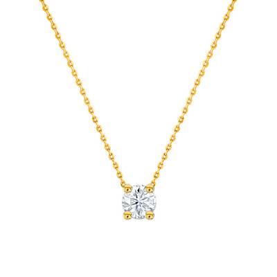 750/1000 Yellow Gold & Solitaire Diamond 0.20 ct H/SI1 Necklace, Length from 38cm to 45cm - Ocarat