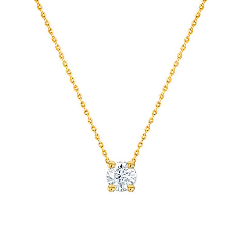 750/1000 Yellow Gold & Solitaire Diamond 0.20 ct H/SI1 Necklace, Length from 38cm to 45cm - Ocarat