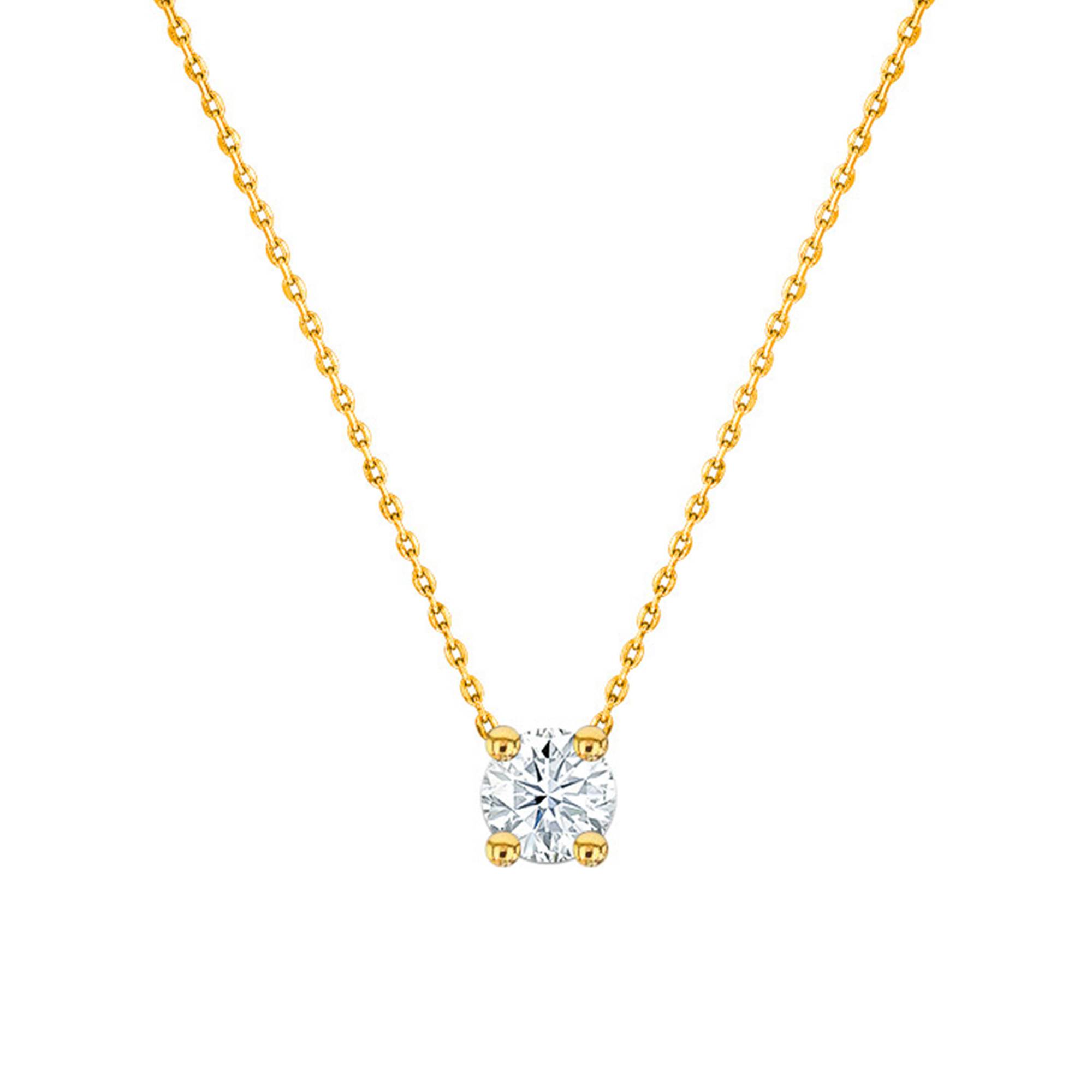 Collier diamant solitaire H/SI1 Or Jaune 750 Ocarat