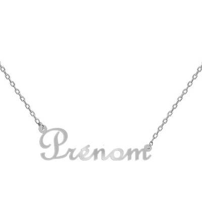 Collier Prénom personnalisé Argent Rhodié, Longueur de 40 à 44 cm - Emanessence