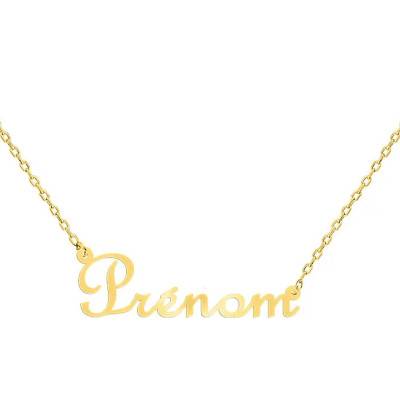 Collier Prénom personnalisé Doré à l'or fin, Longueur de 40 à 44 cm - Emanessence