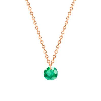 Collier Emeraude vert intense percée 0,30 ct Or Rose 750, 38 à 45 cm - Ocarat