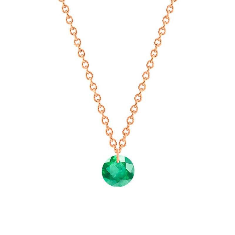 750 Rose Gold & Emerald 0.30 ct Necklace, 38 cm to 45 cm Length - Ocarat