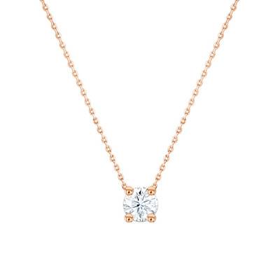 18K Rose Gold & H/SI1 Solitaire Diamond Necklace, 38 cm to 45 cm - Ocarat
