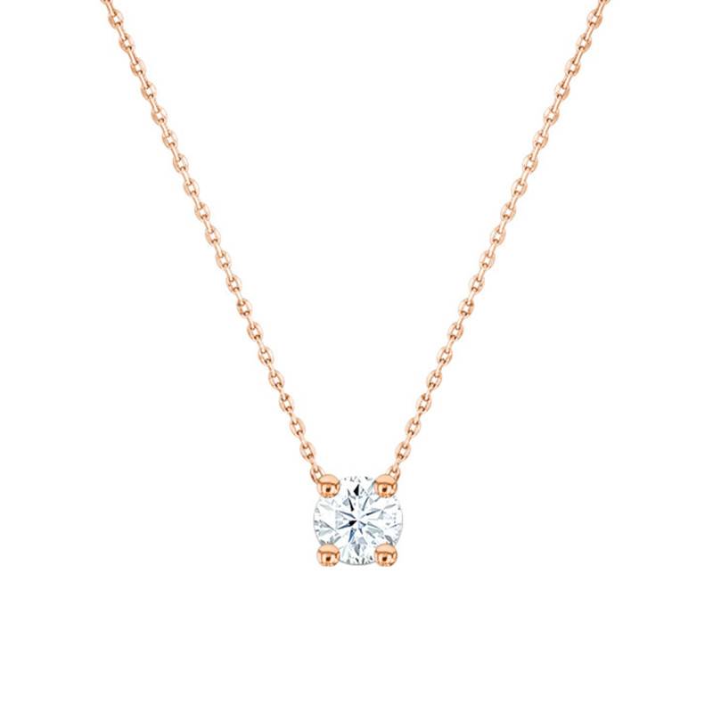 18K Rose Gold & H/SI1 Solitaire Diamond Necklace, 38 cm to 45 cm - Ocarat