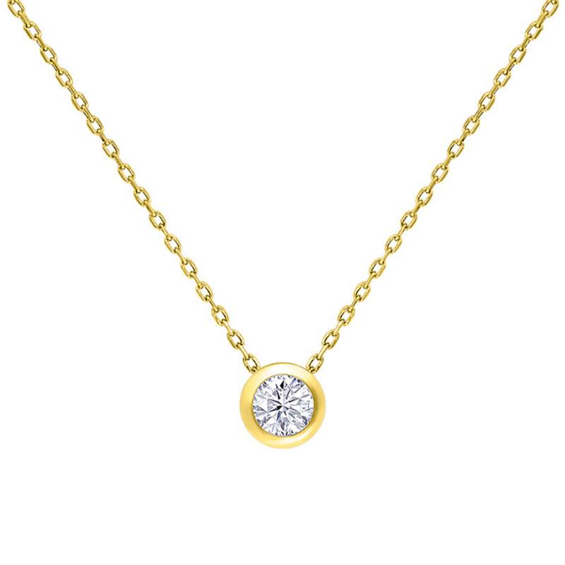 18K Yellow Gold & G/VS Diamond Necklace, Length 40 cm to 55 cm - Ocarat