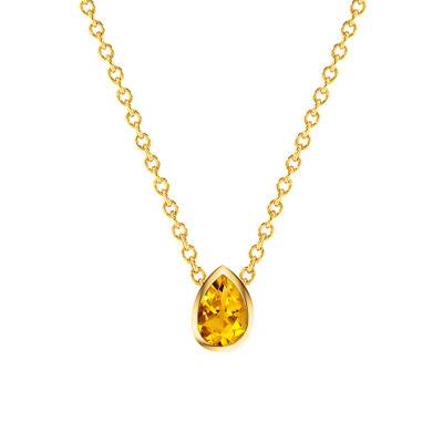 "750/1000 Yellow Gold & Citrine Pear Necklace, 38 cm to 45 cm" - Ocarat