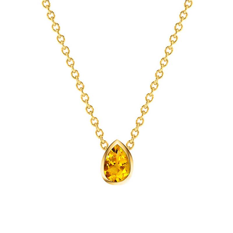 "750/1000 Yellow Gold & Citrine Pear Necklace, 38 cm to 45 cm" - Ocarat