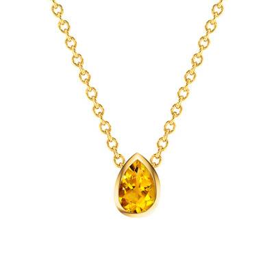 "750/1000 Yellow Gold & Citrine Pear Necklace, 38 cm to 45 cm" - Ocarat
