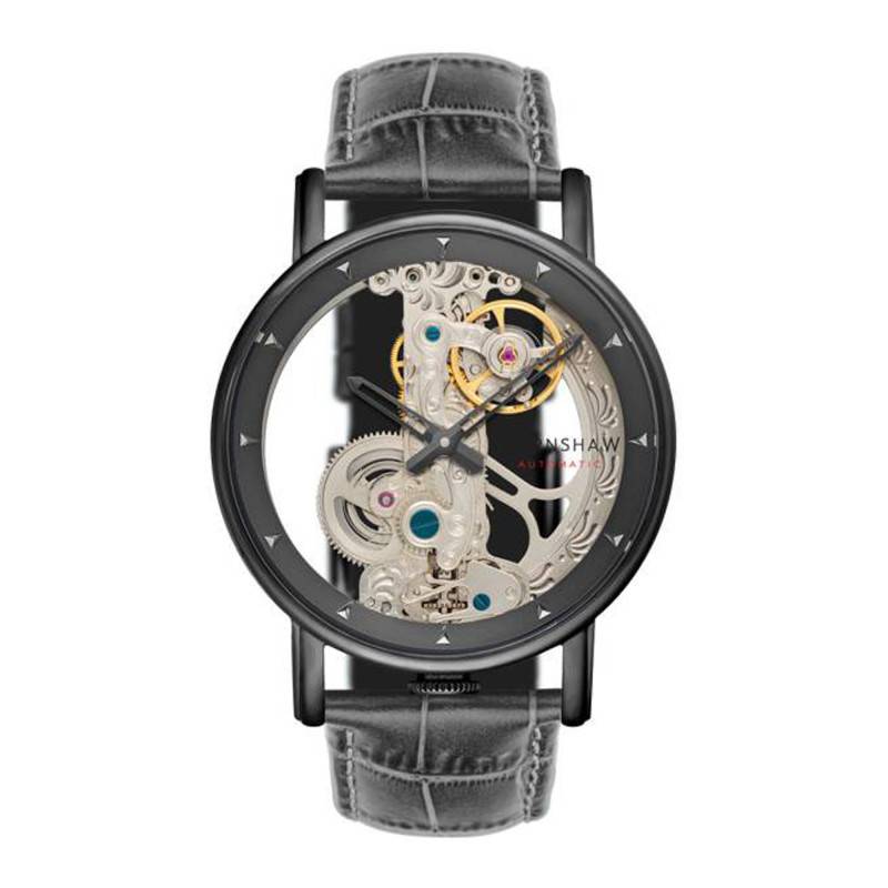 Fowler Bridge Skeleton Automatic ES-8225-07 Men's Black Stainless Steel Watch - Thomas Earnshaw
