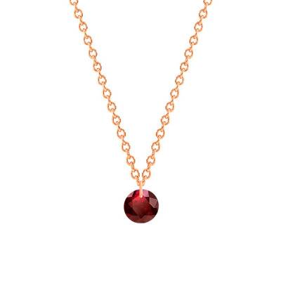 750/1000 Rose Gold & Drilled Red Ruby Necklace 0,32 ct, Length 38 cm to 45 cm - Ocarat