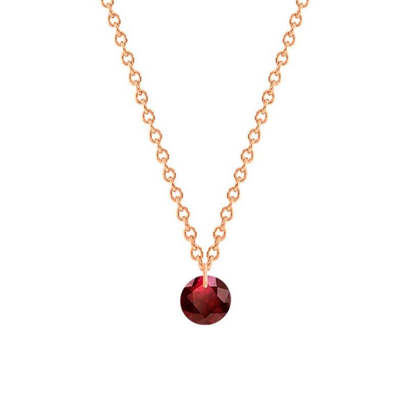 750/1000 Rose Gold & Drilled Red Ruby Necklace 0,32 ct, Length 38 cm to 45 cm - Ocarat