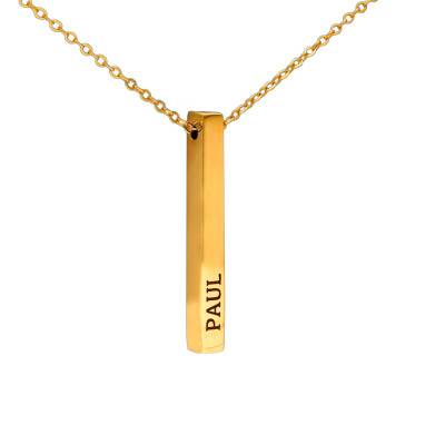 Collier Barre Prénom Plaqué Or, Longueur de 43 à 47 cm - Emanessence
