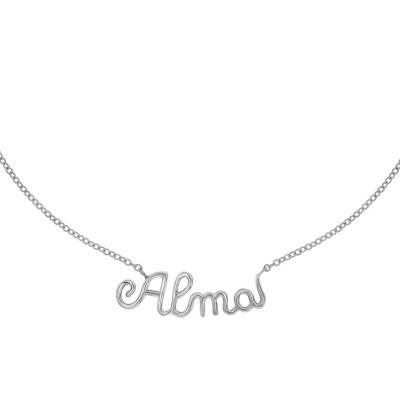 Collier Prénom Personnalisé Fil Or Blanc, Longueur 42 cm - Emanessence