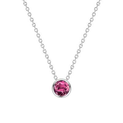 750/1000 White Gold & Round Rhodolite Necklace, Length 38 cm to 45 cm - Ocarat