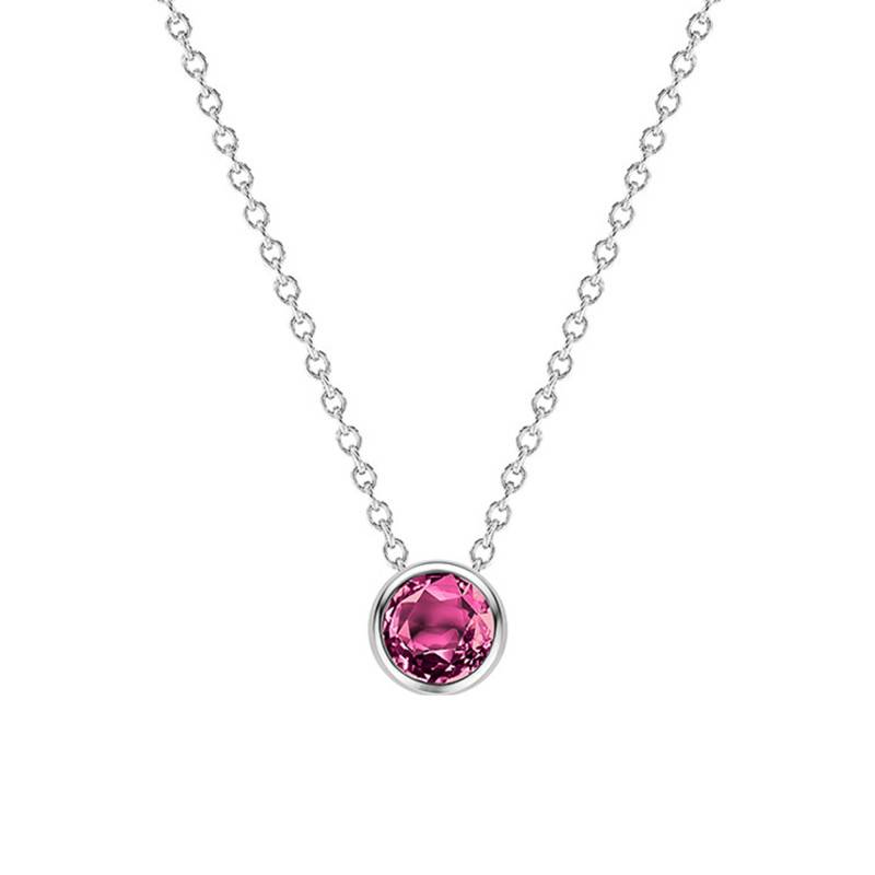 750/1000 White Gold & Round Rhodolite Necklace, Length 38 cm to 45 cm - Ocarat
