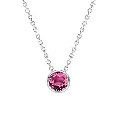 750/1000 White Gold & Round Rhodolite Necklace, Length 38 cm to 45 cm - Ocarat