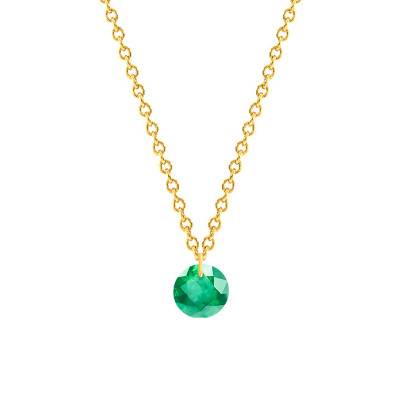 750 Yellow Gold & 0.30 ct Emerald Necklace, Length 38 cm to 45 cm - Ocarat