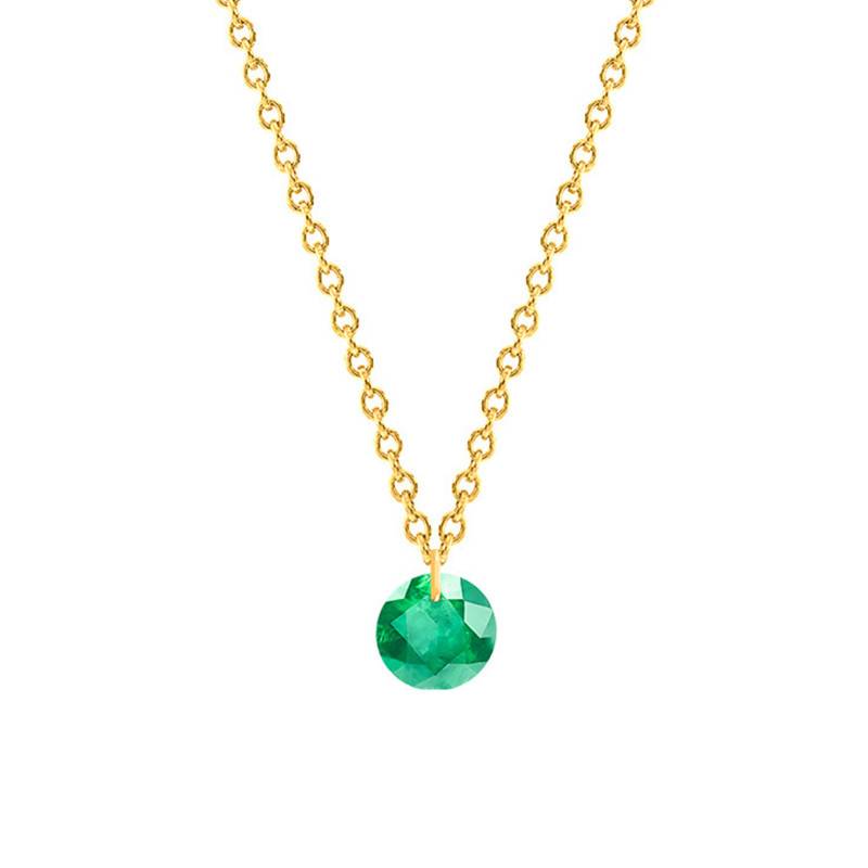 750 Yellow Gold & 0.30 ct Emerald Necklace, Length 38 cm to 45 cm - Ocarat