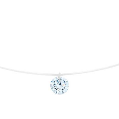 Collier Diamant Percé Brillant 0.20ct F/VS2 & Fil Nylon, Longueur 42 cm - Ocarat