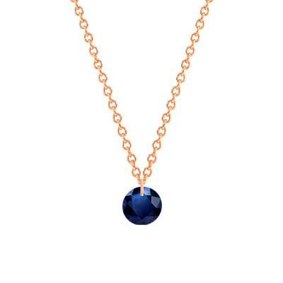750/1000 Rose Gold & Drilled Royal Blue Sapphire Necklace 0,43 ct, Length 38 cm to 45 cm - Ocarat