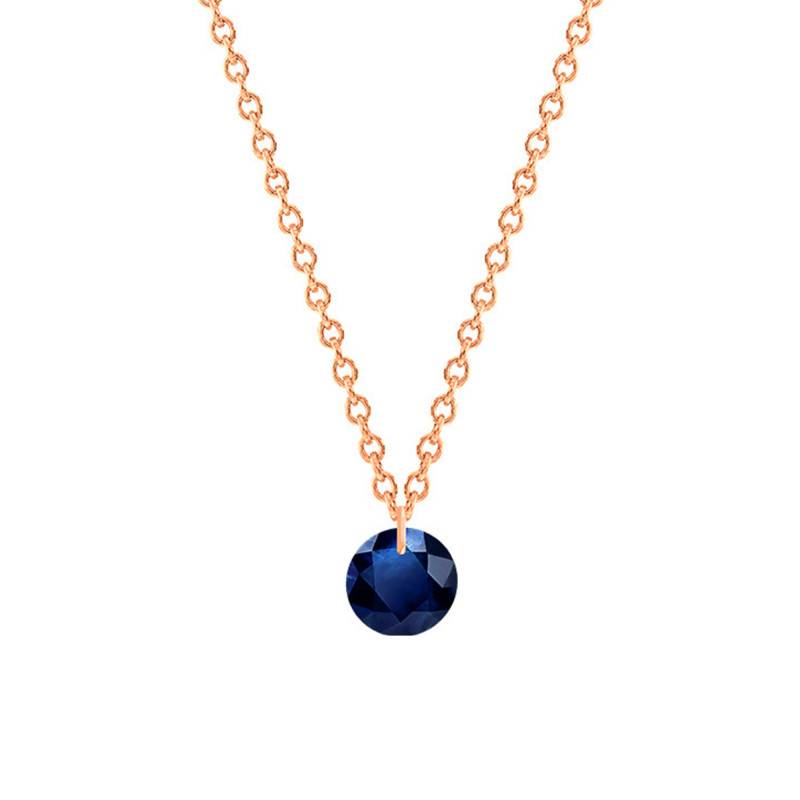 750/1000 Rose Gold & Drilled Royal Blue Sapphire Necklace 0,43 ct, Length 38 cm to 45 cm - Ocarat