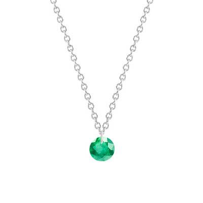 Collier Emeraude vert intense percée 0,22 ct Or Blanc 750, 38 à 45 cm - Ocarat