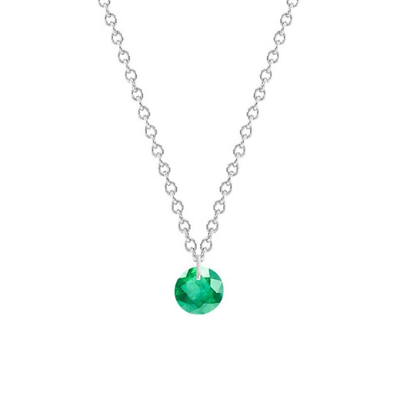 750/1000 White Gold & Emerald Necklace 0,22 ct, Length 38 cm to 45 cm - Ocarat