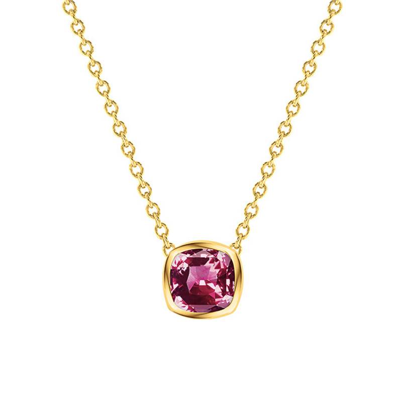 18K Yellow Gold & Cushion Rhodolite Necklace, Length 38 cm to 45 cm - Ocarat